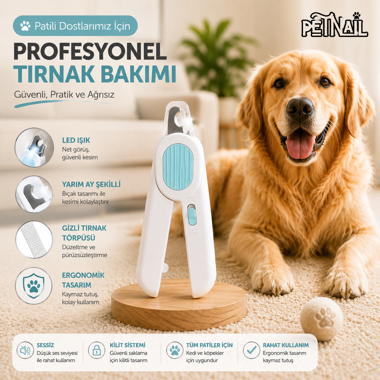 PetNail Işıklı ve törpülü Pet Tırnak Makası