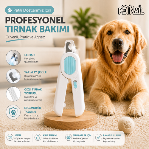 PetNail Işıklı ve törpülü Pet Tırnak Makası