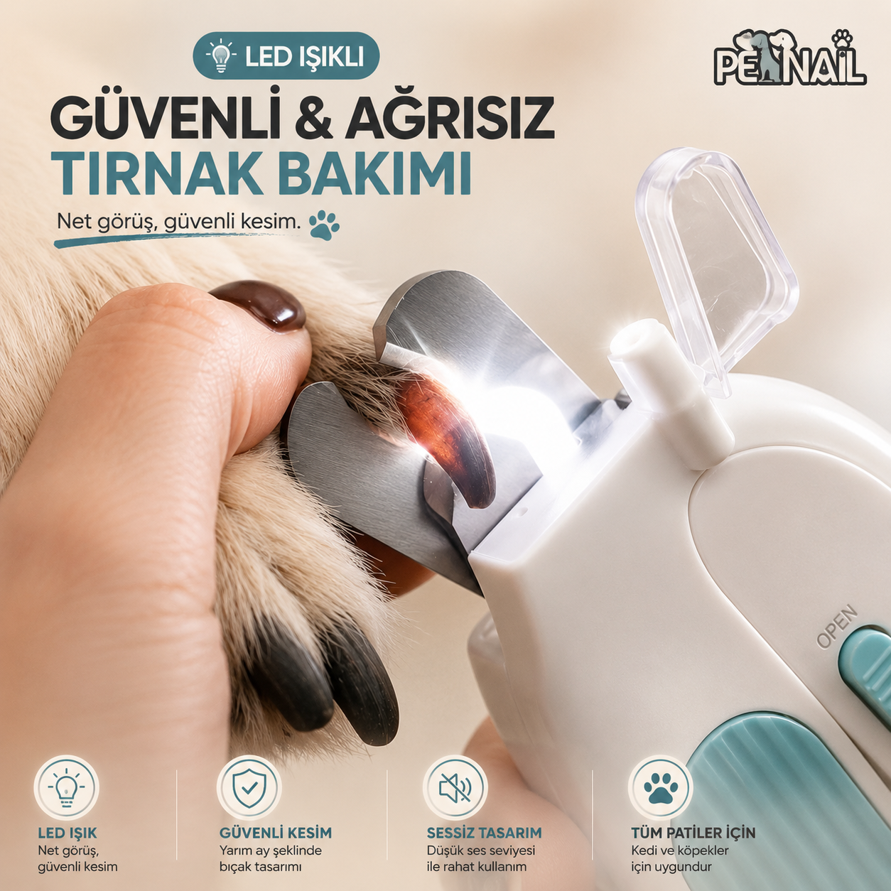 PetNail Işıklı ve törpülü Pet Tırnak Makası